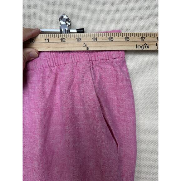 J. Crew Women's Size 10 Linen Cotton Blend Drawstring Pants Pink Cuffed Ankle - Picture 7 of 12